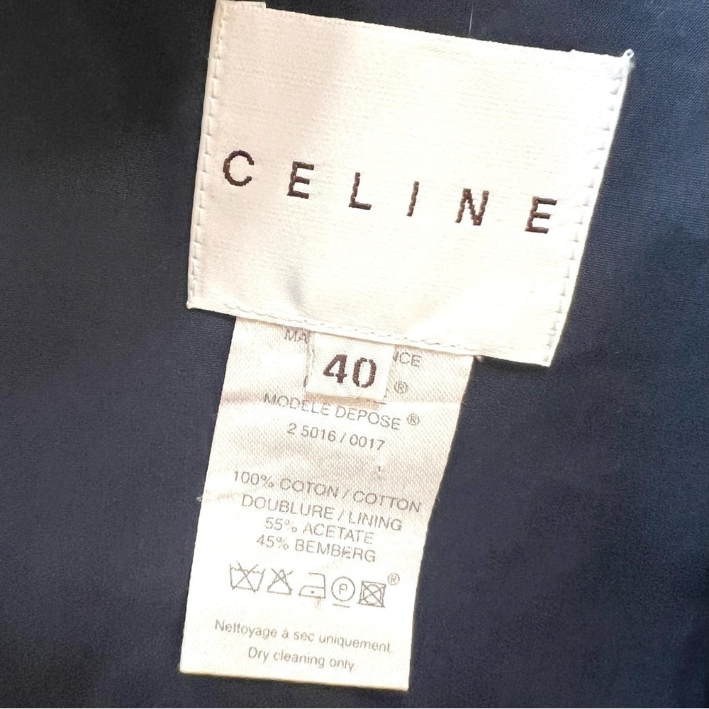 Celine Authentic Designer Navy Blue Cotton 2 Button Blazer Jacket Women’s EU 40 - Picture 13 of 13